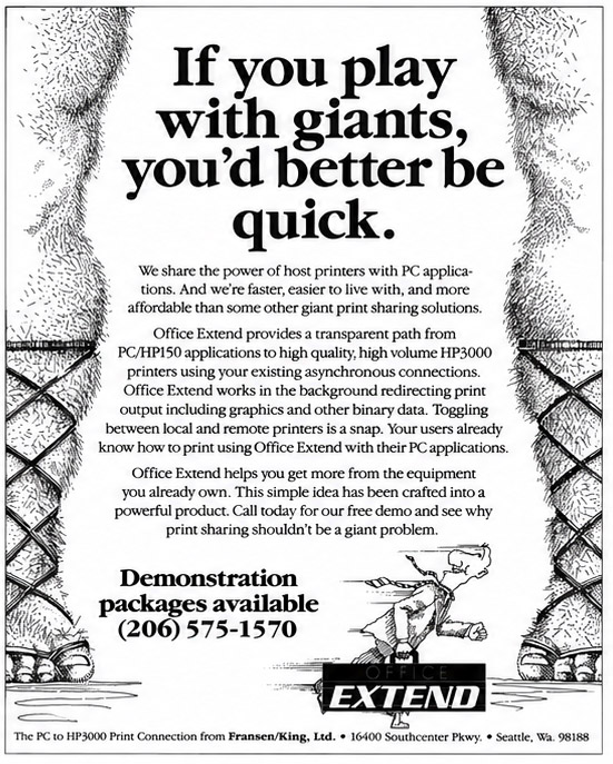OfficeExtend advertisement headed If you play with giants, you'd better be quick