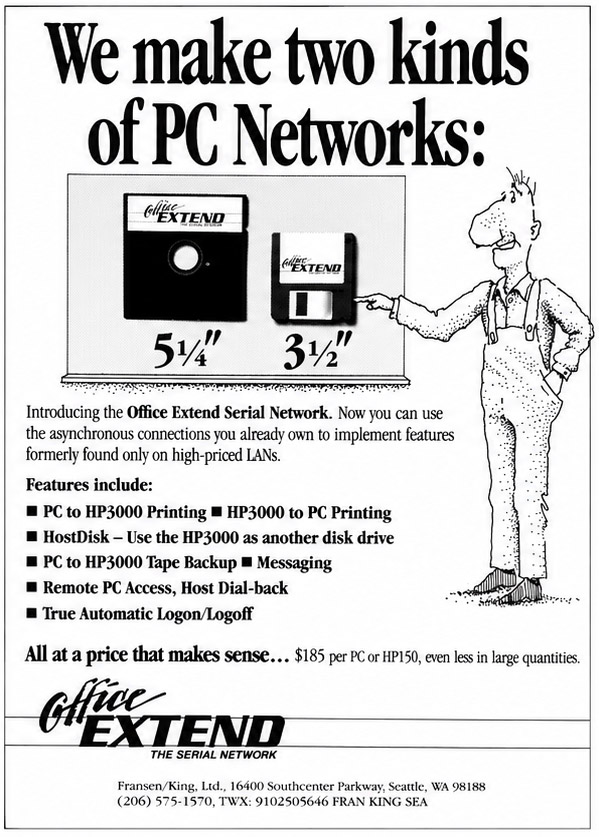 OfficeExtend advertisement headed We make two kinds of PC Networks